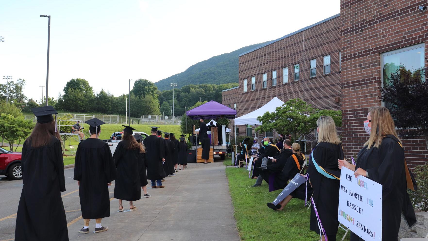Ashe County High School seniors honored with drive-through graduation ceremony